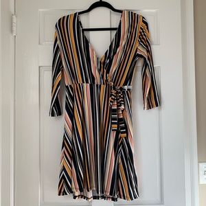 Multicolored striped skater dress